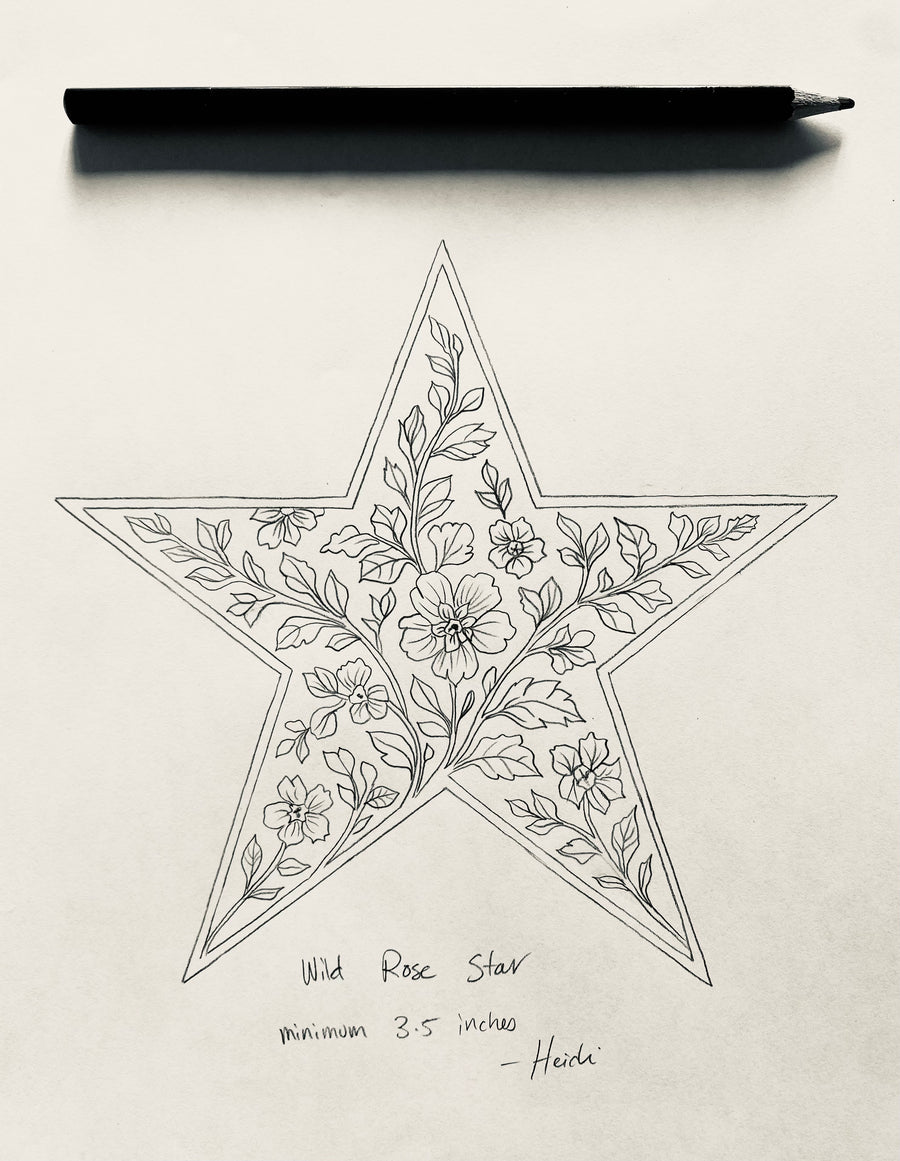 Available Tattoo Flash - Wild Rose Star