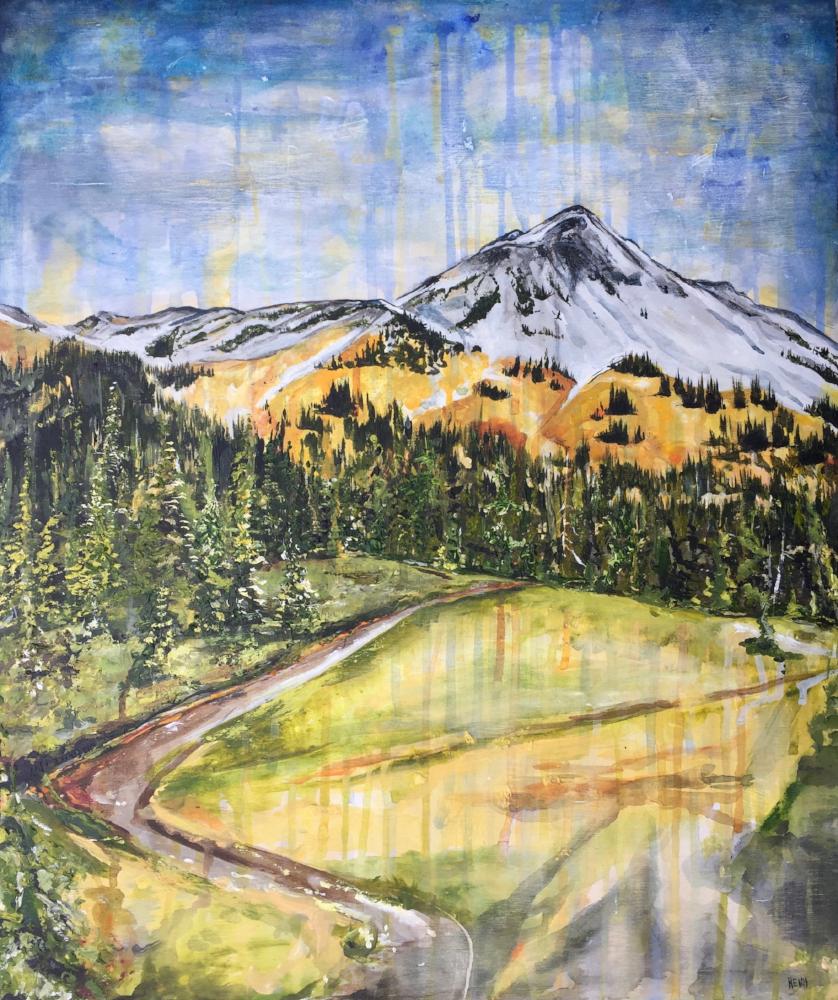 Acrylic painting of Black Tusk Meadows in Garibaldi Provincial Park. By Heidi Denessen 