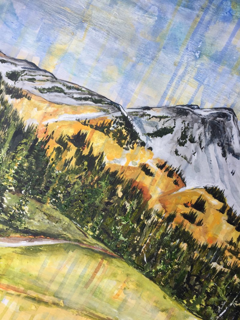 Acrylic painting of Black Tusk Meadows in Garibaldi Provincial Park. By Heidi Denessen 