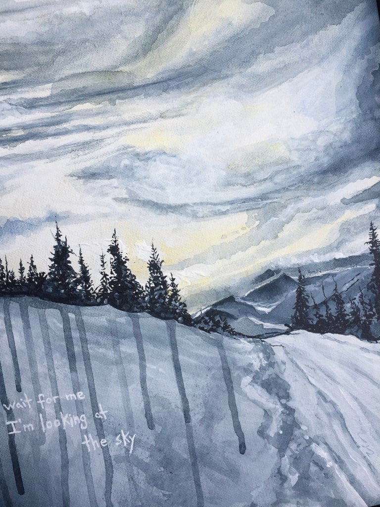 An intoxicating sky heading out to 7th Heaven on Blackcomb Mnt. Original Painting by Heidi Denessen